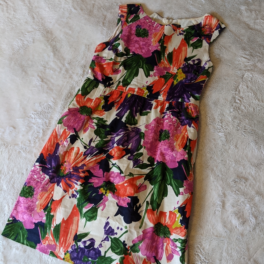 J Crew Colorful Floral Sleeveless Dress Size 12